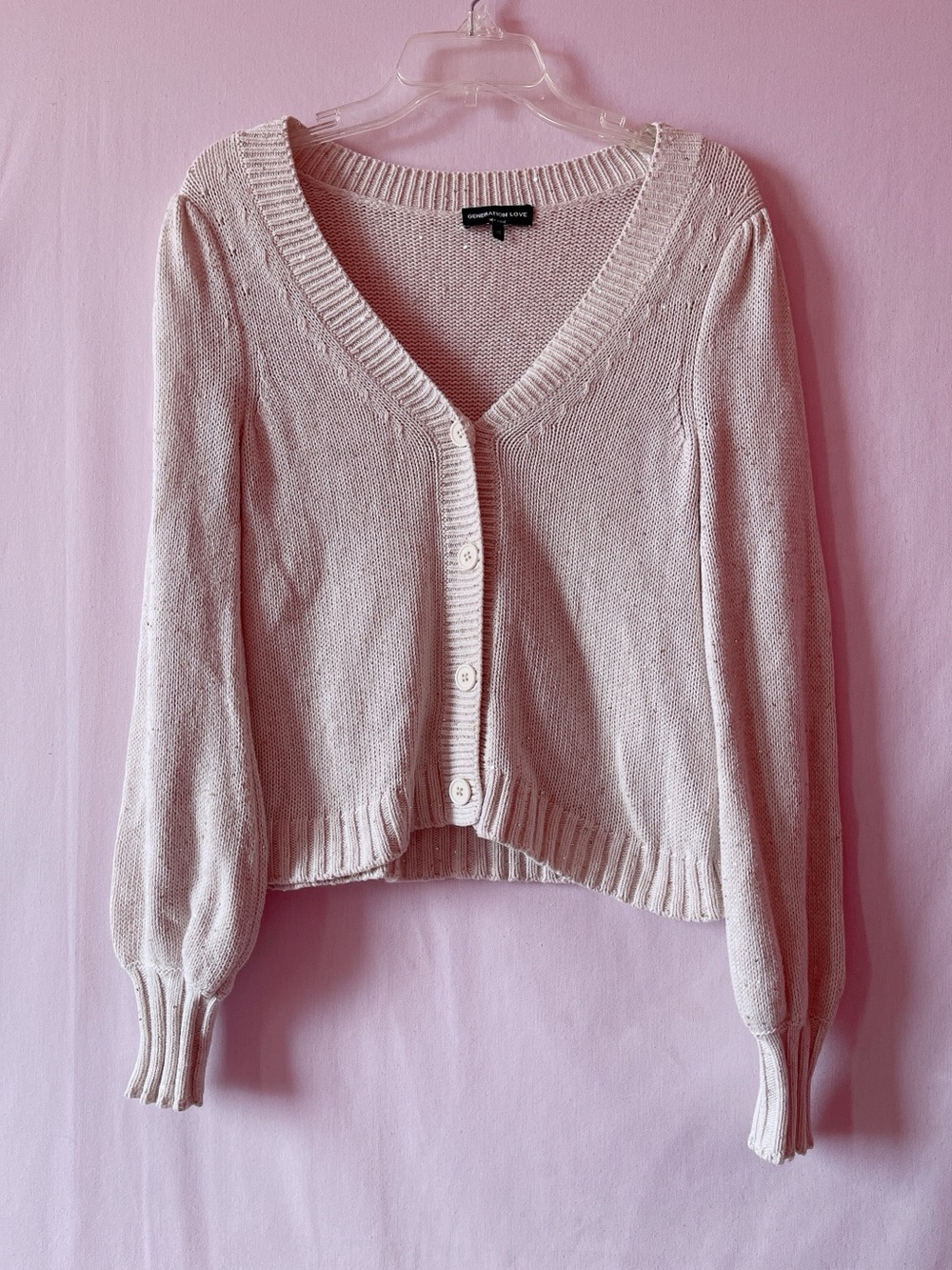 Generation Love Beige Sparkly Sequined Knit Cardigan 🤍⚜️🔲